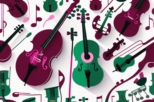 Various musical instruments coming together and interlocking like puzzle pieces to create a harmonious composition