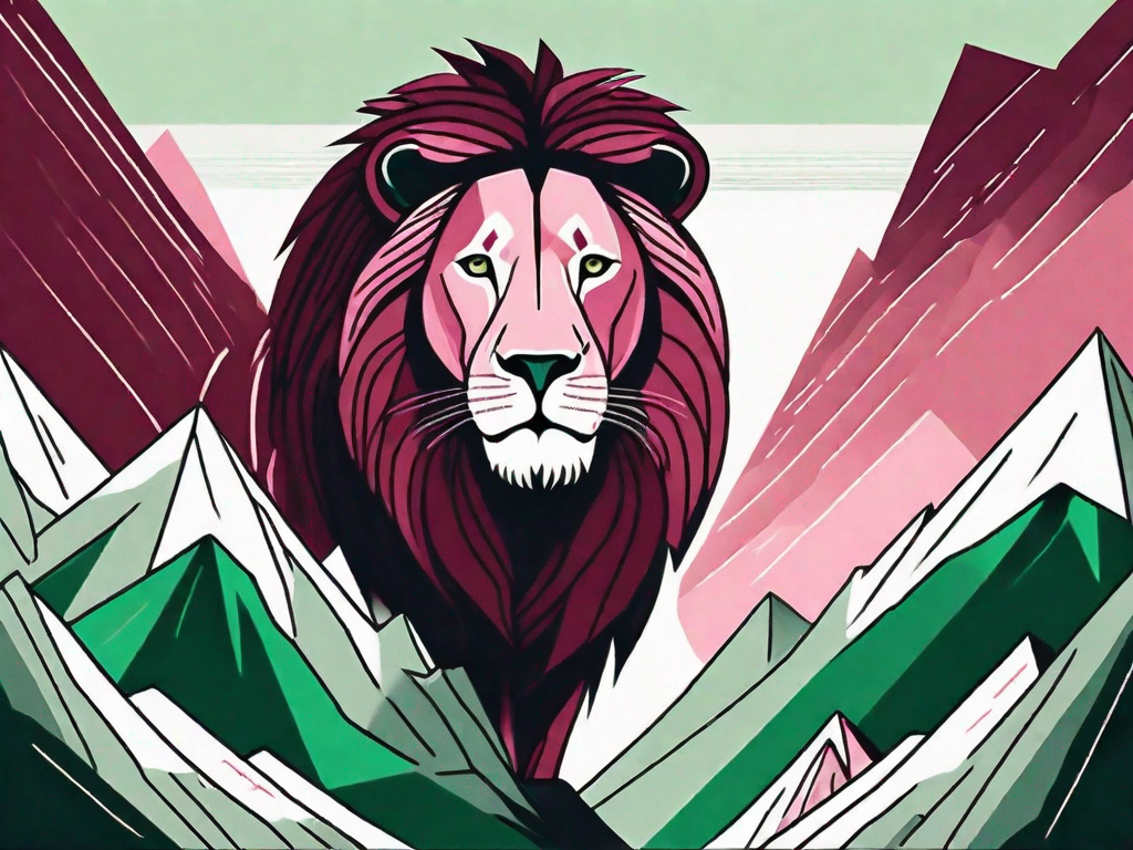 A lion standing on top of a mountain