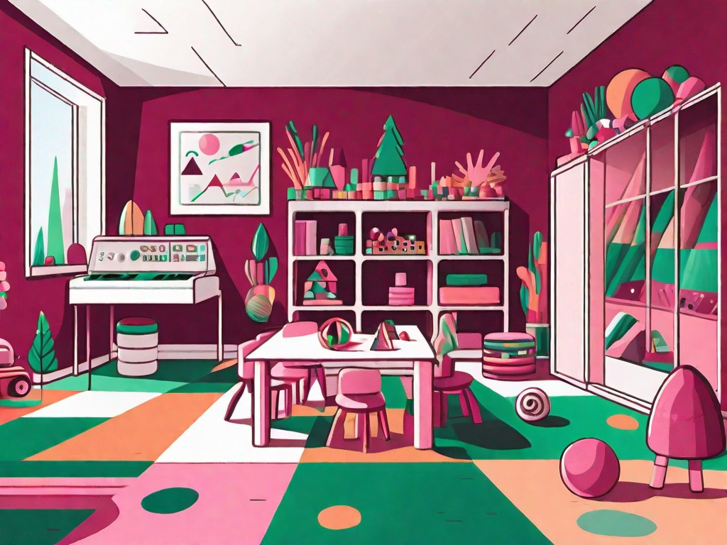 A colorful and vibrant playroom filled with various toys and games