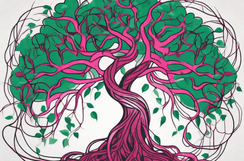 A tangled and twisted tree with wilting branches