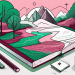A calm and serene landscape with a journal placed in the foreground
