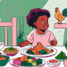 A toddler sitting at a dining table