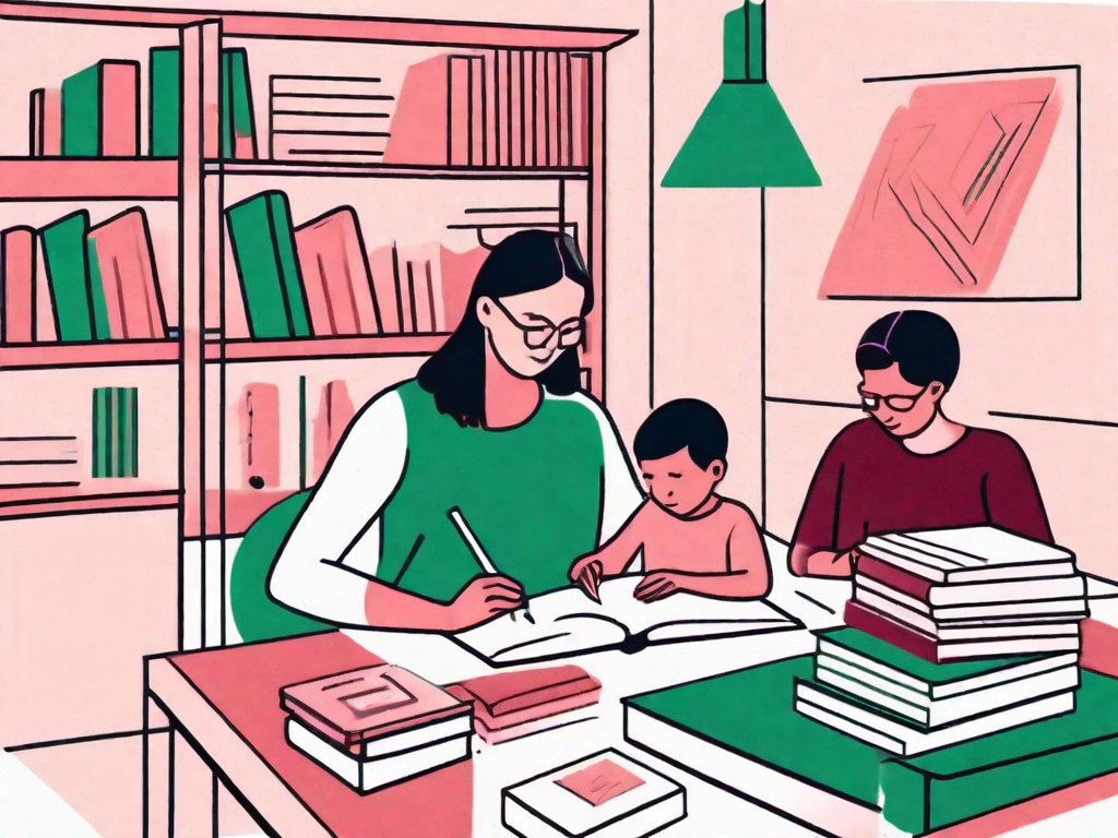 A parent and child working together at a desk