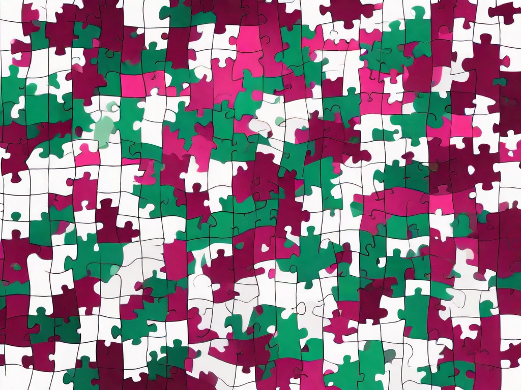 A colorful puzzle with various shapes and patterns