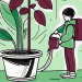 A child watering a plant