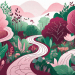 A winding path through a colorful garden