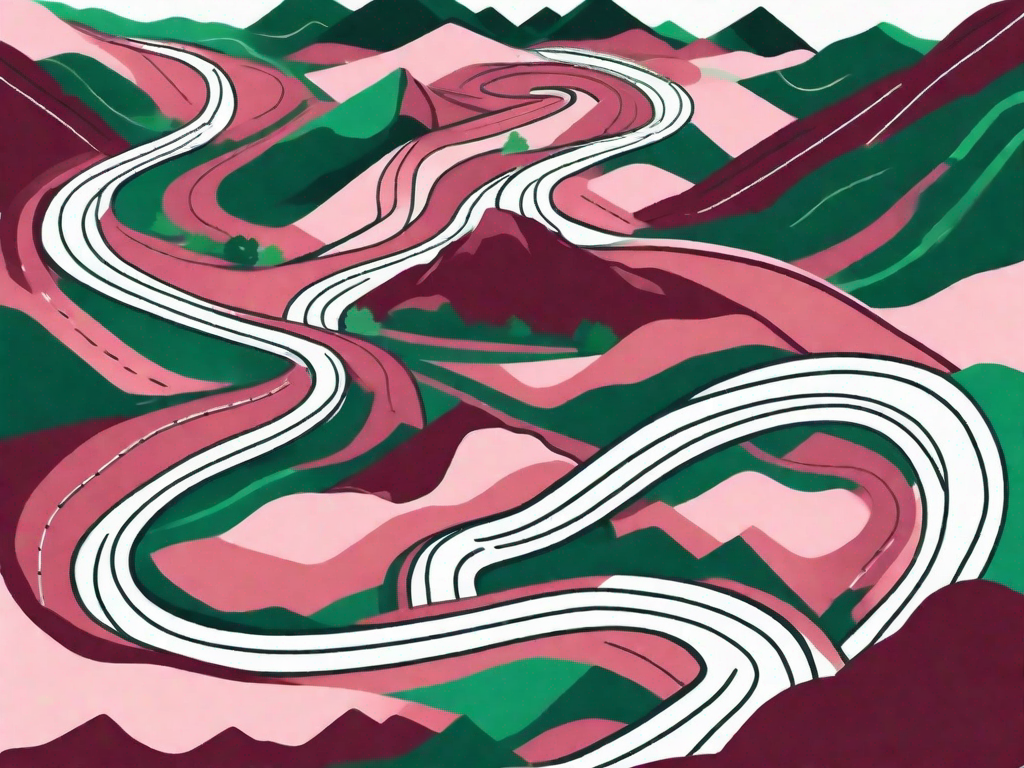 A winding road leading up a mountain