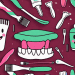 A colorful and engaging dental hygiene scene with various toothbrushes