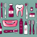 A colorful and engaging dental hygiene kit with toothbrushes