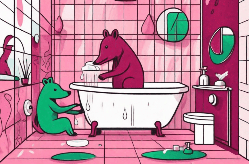 A colorful and engaging bathroom scene with various animal characters demonstrating fun and creative ways to wash their hands