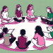 A group of fifth graders sitting in a circle