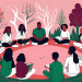 A group of diverse middle schoolers sitting in a circle