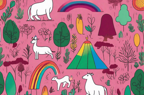 A vibrant rainbow with various objects and animals in different colors to engage and captivate 7-year-olds while teaching them about colors