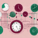 A colorful timeline depicting key historical events from different time periods