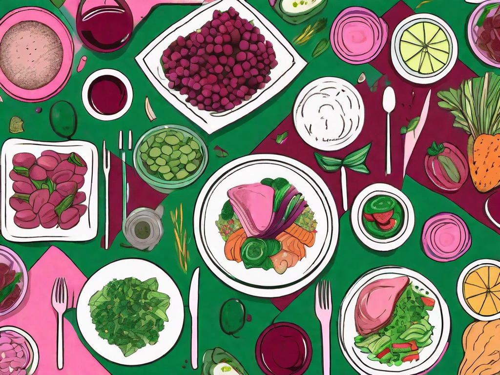 A colorful dinner plate filled with a variety of healthy foods