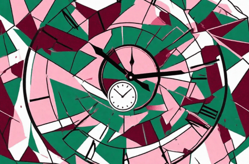 A broken clock with shattered pieces scattered around